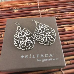 Silpada Sterling Silver Open Weave Large Dangle Earrings